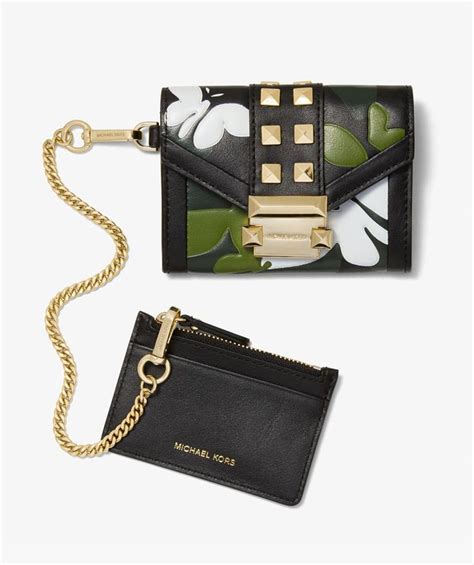 michael kors whitney small butterfly camo chain wallet|Whitney Small Leather Chain Wallet .